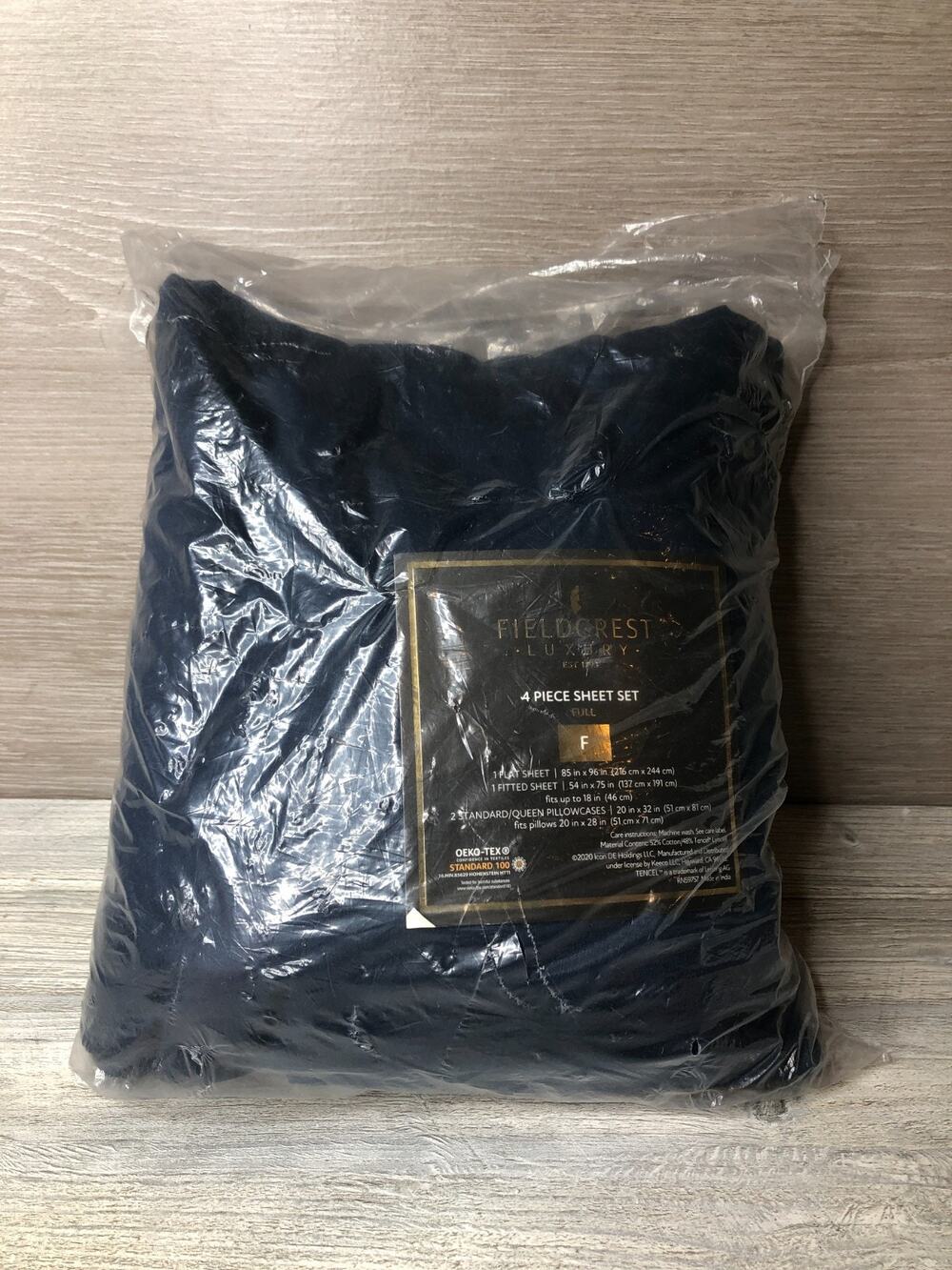 4 Pc FieldCrest Bed Sheet Set Hotel Luxury Ultra Soft Deep Pocket Sheets Navy